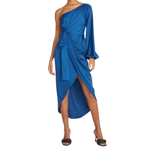 AMUR Atara One Shoulder Dress in Cobalt Blue - Picture 1 of 9